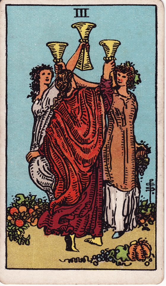 Three of Cups — Rider-Waite tarot card