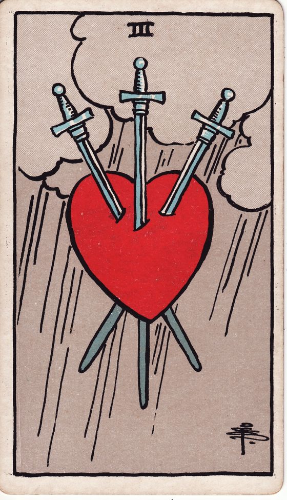 Three of Swords — Rider-Waite tarot card