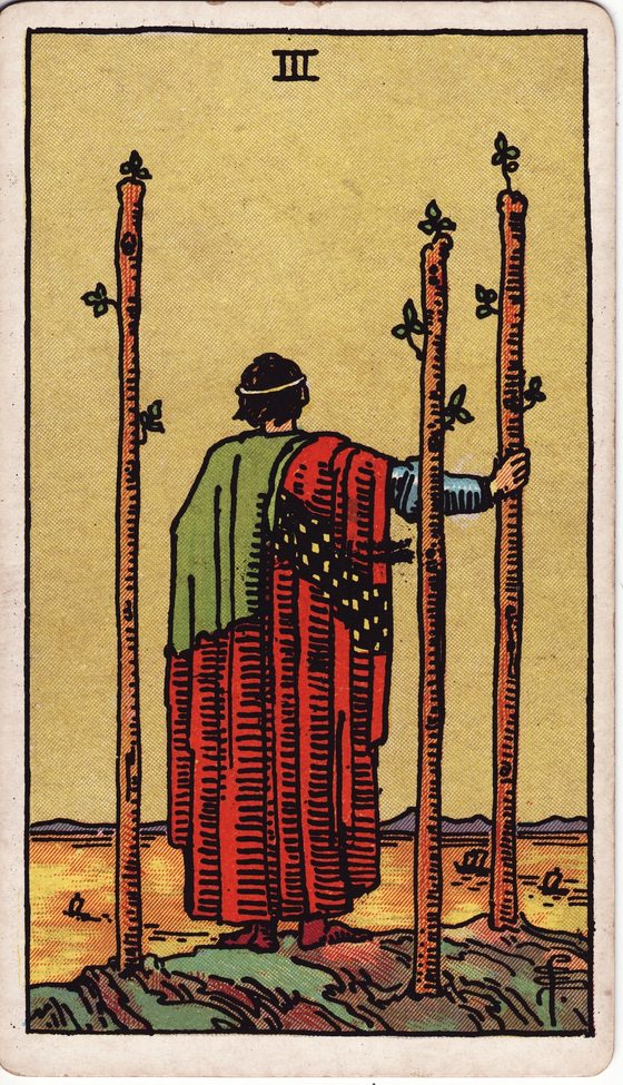 Three of Wands — Rider-Waite tarot card
