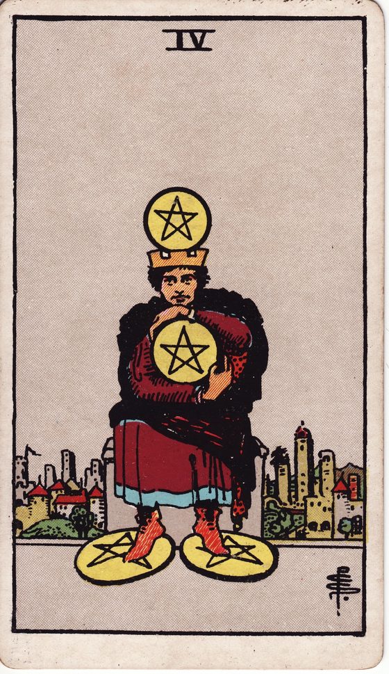 Four of Pentacles — Rider-Waite tarot card