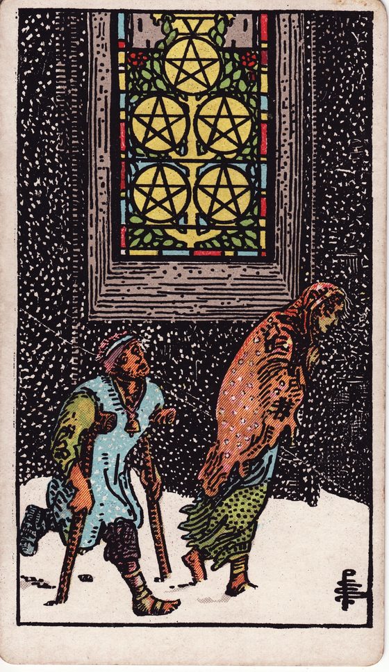 Five of Pentacles — Rider-Waite tarot card