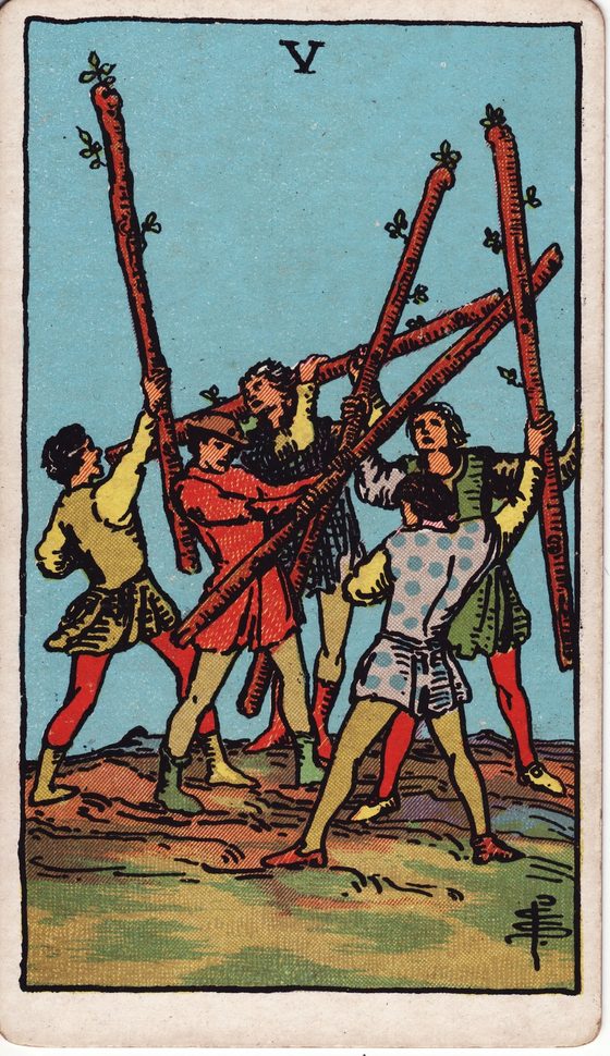 Five of Wands — Rider-Waite tarot card