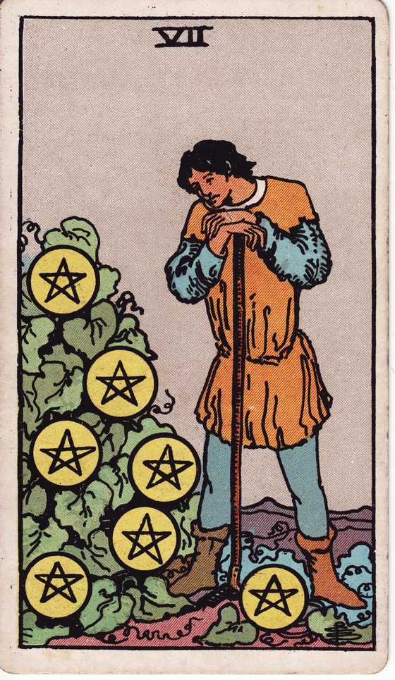 Seven of Pentacles — Rider-Waite tarot card
