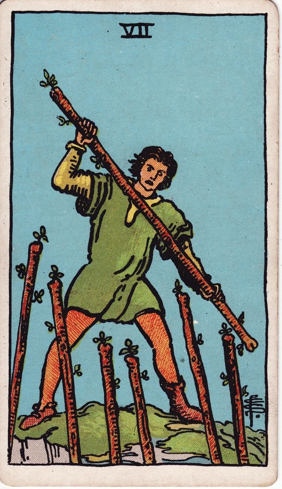 Seven of Wands — Rider-Waite tarot card