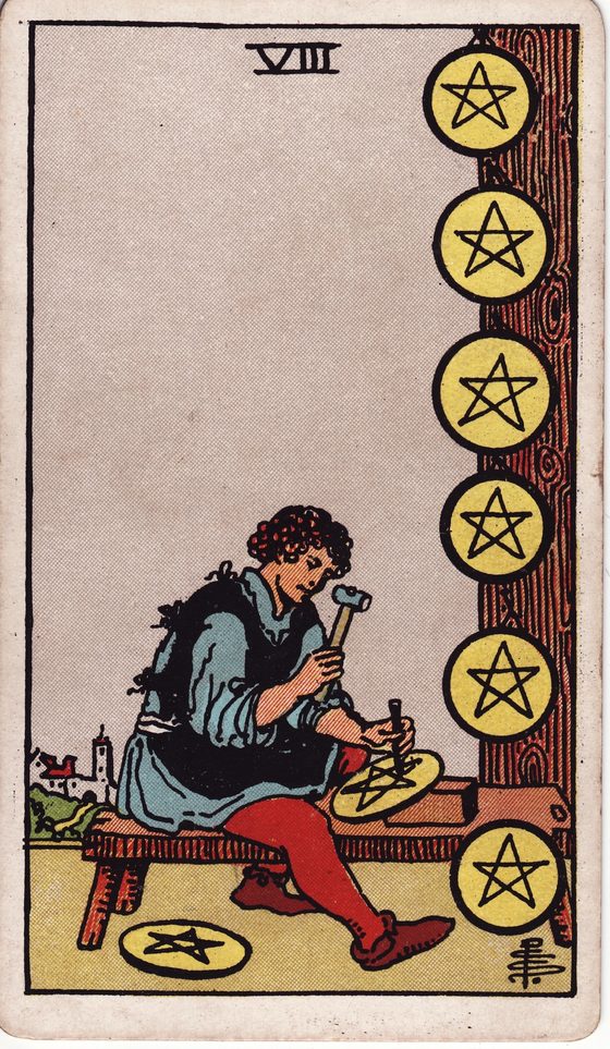 Eight of Pentacles — Rider-Waite tarot card
