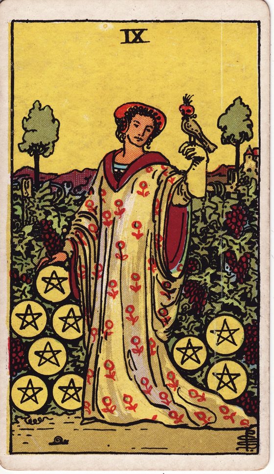 Nine of Pentacles — Rider-Waite tarot card